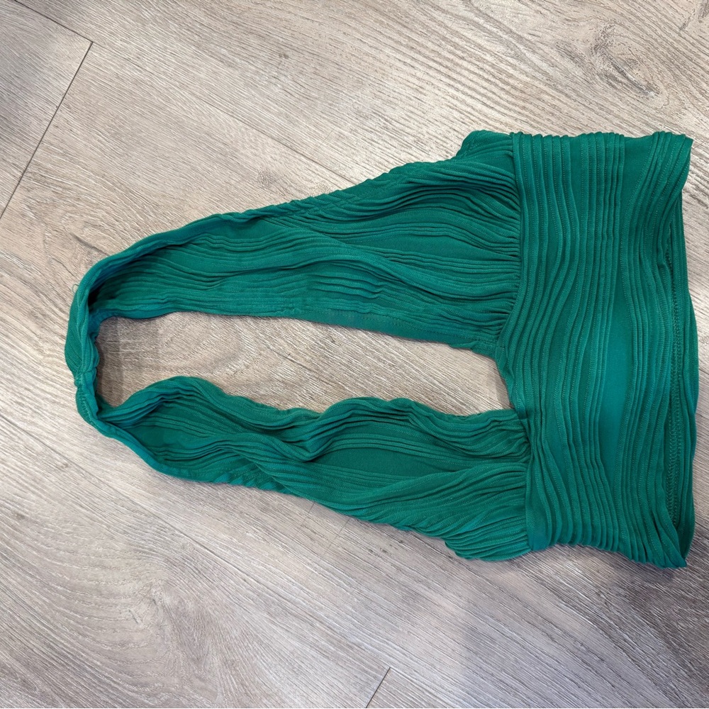 Green Textured Halter Top